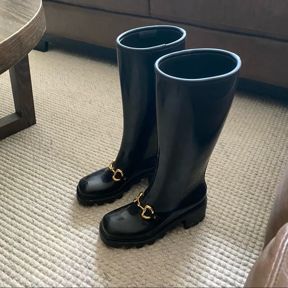 Gucci Horsebit Tall Rubber Rain Boot - Picture 6 of 10